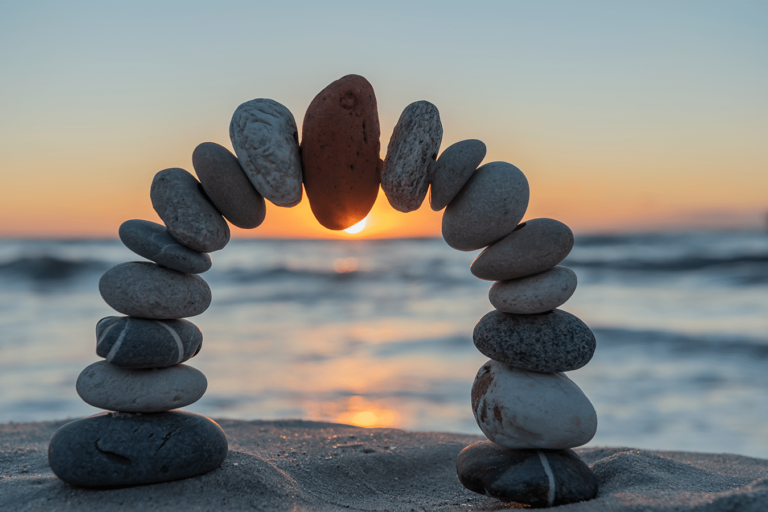 stone art beach sunset relaxing