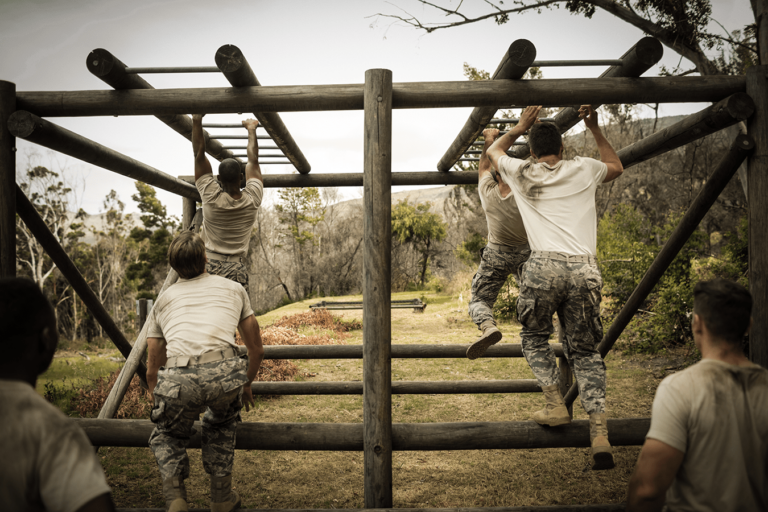 boot camp military climbing monkey bars